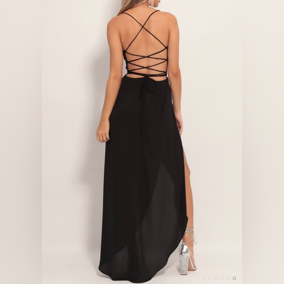 Lucy In The Sky Chiffon Luxe Maxi Dress Black - Size Small - Picture 12 of 12